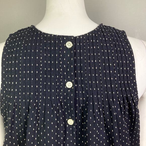 The Great top XS size 0 Polka Dot Crew Neck sleeveless cotton pintuck Shell - Picture 6 of 12